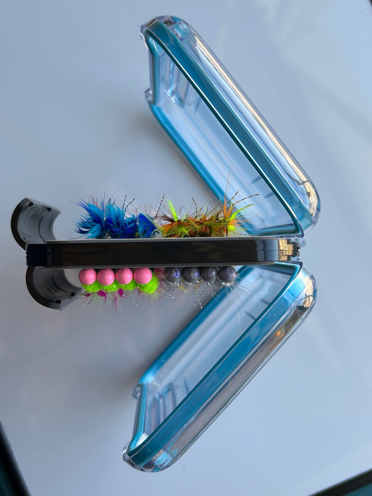 48 Hand tied hackle feather crappie jig box