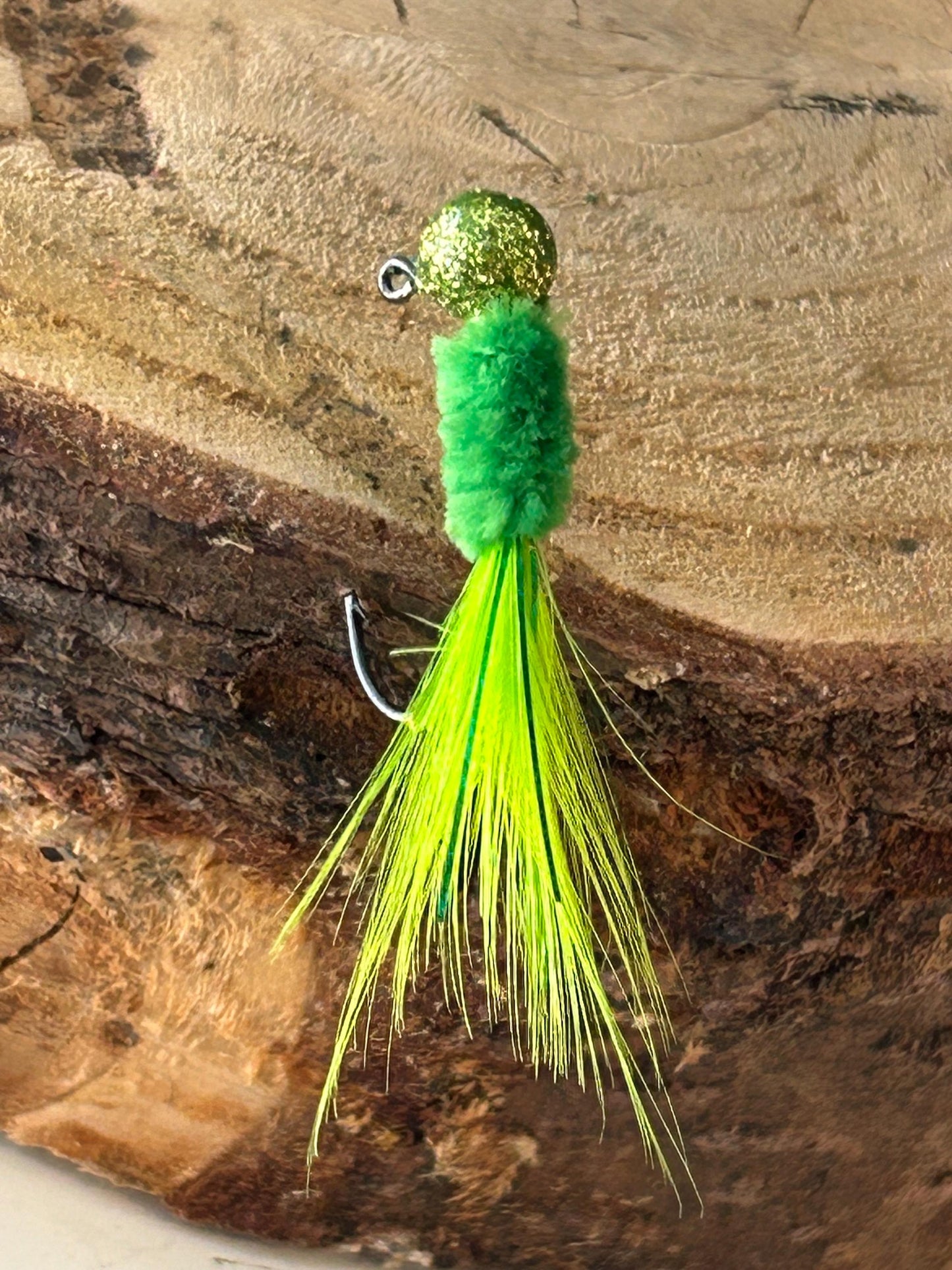 Hackle feather crappie jigs