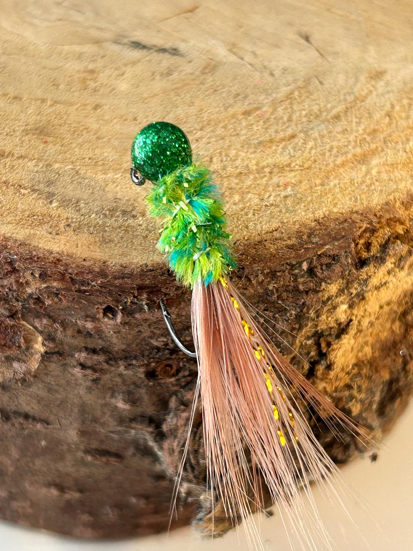 Hackle feather crappie jigs
