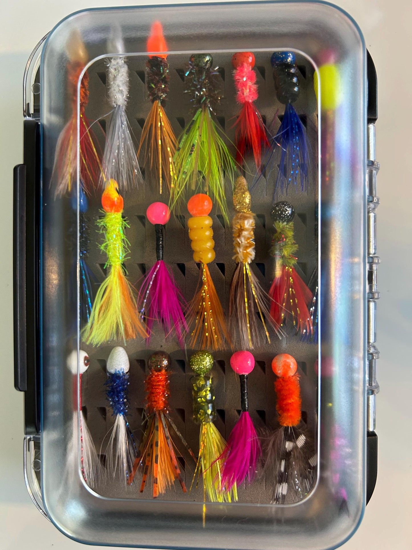 42 Hand tied hackle feather crappie jig box