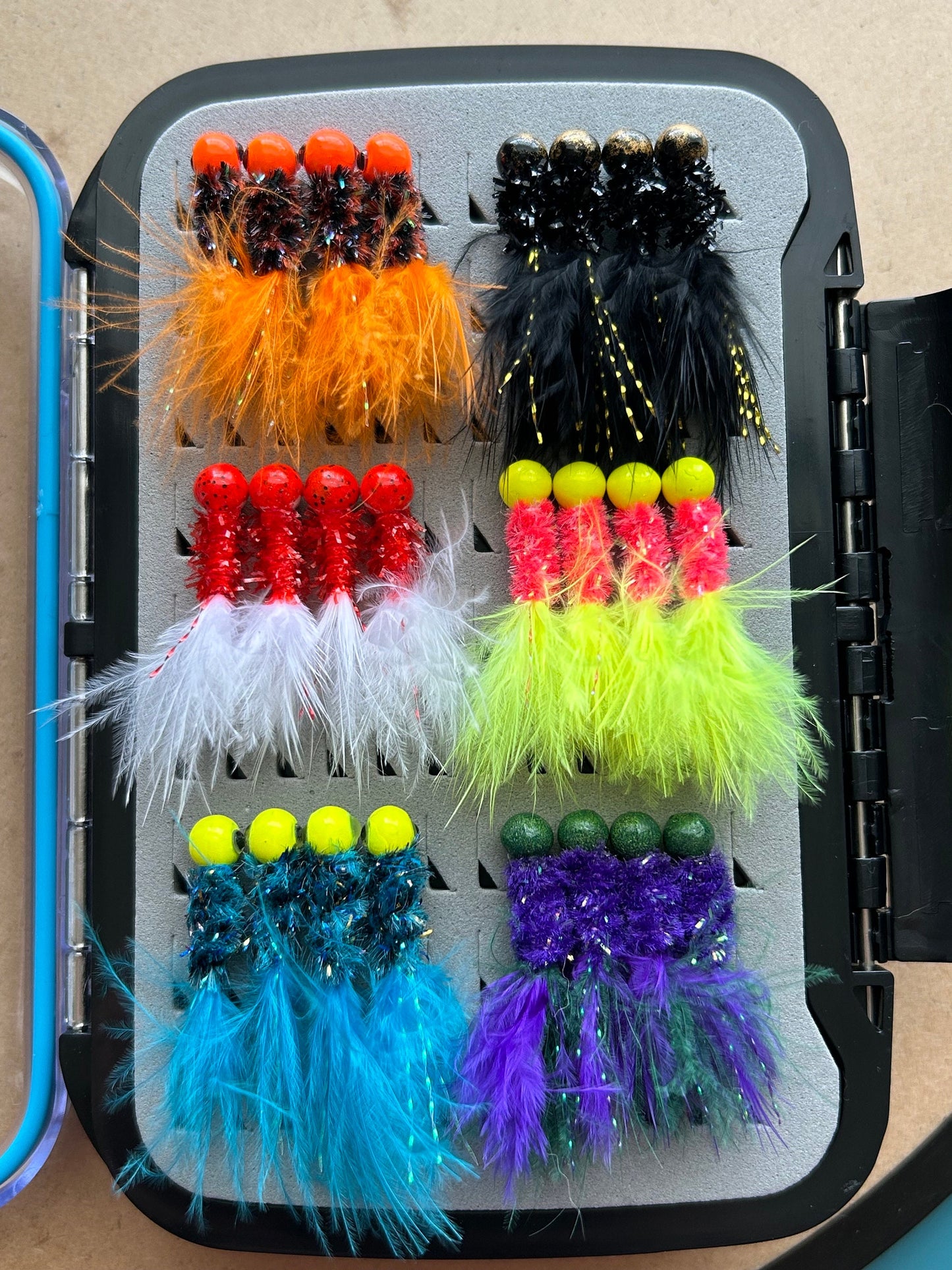 48 Hand tied marabou feather crappie jig box