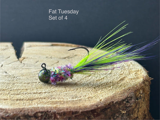 Hackle feather crappie jigs