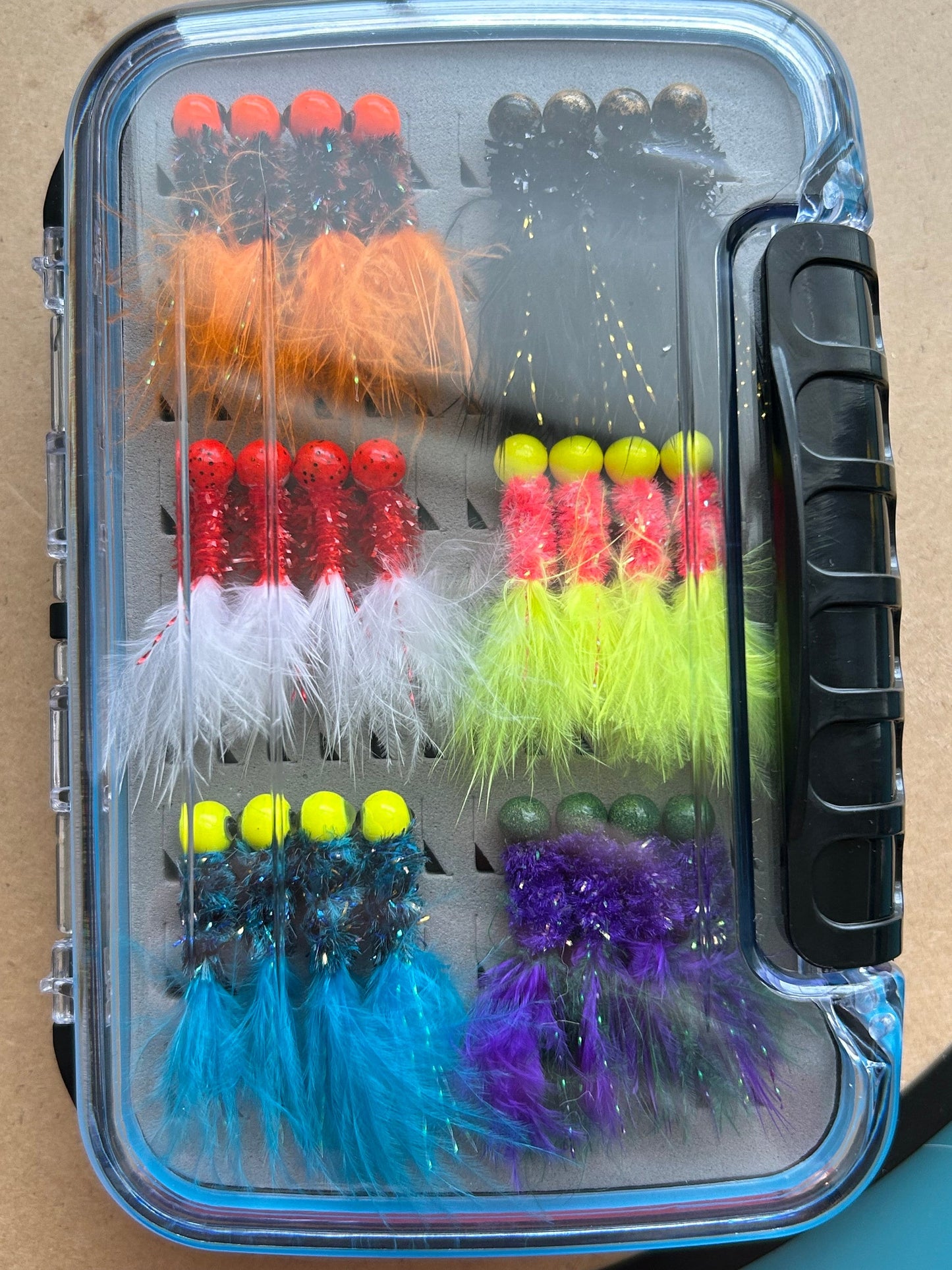 48 Hand tied marabou feather crappie jig box
