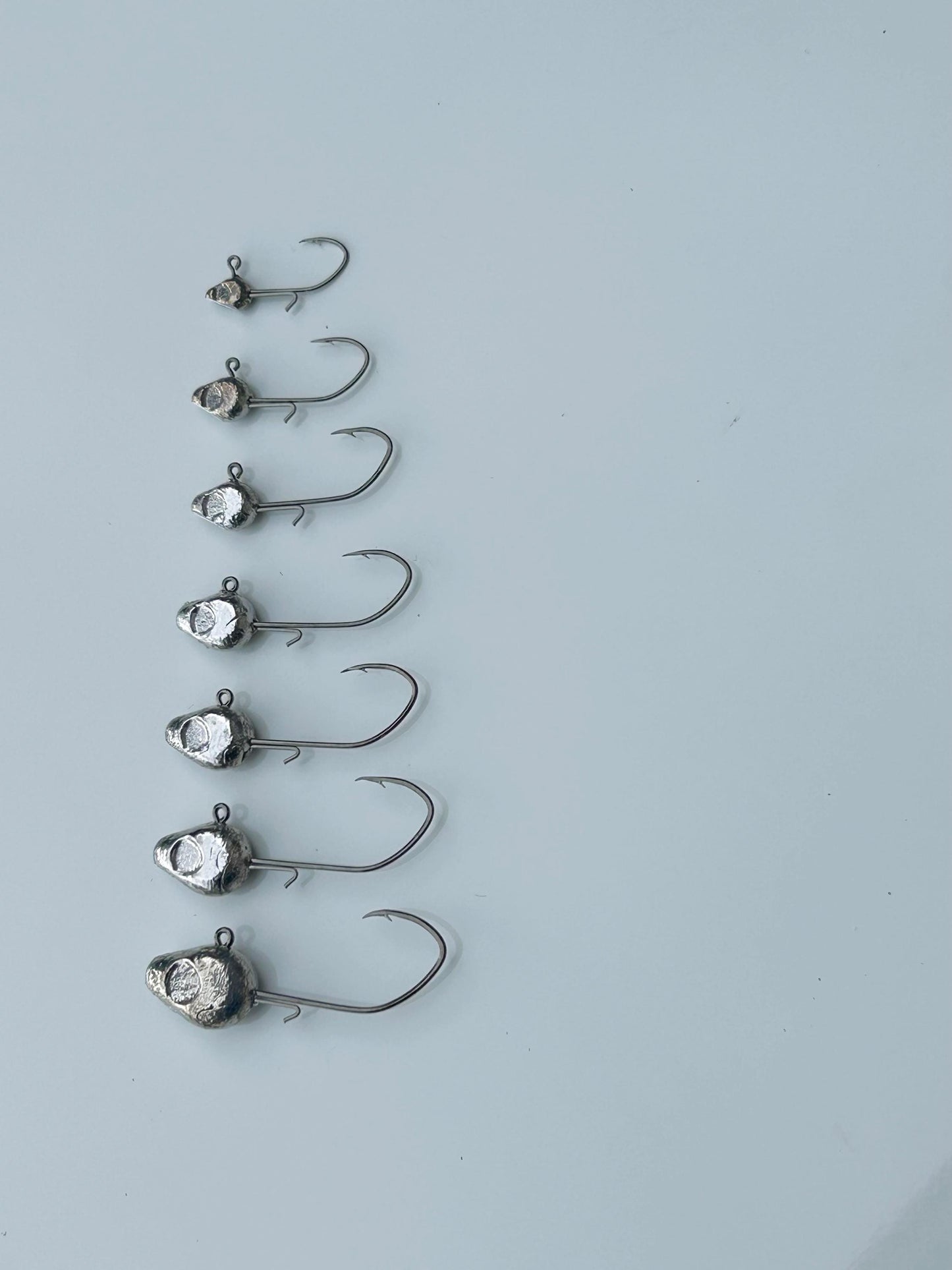 Unpainted minnow jig heads sickle hook