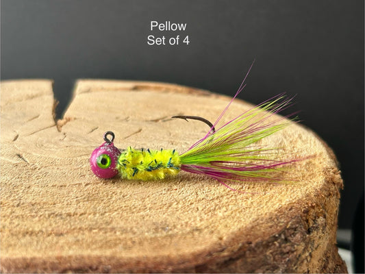 Hackle feather crappie jigs