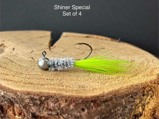 Hand tied hackle feather crappie jigs