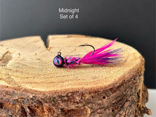 Hackle feather crappie jigs