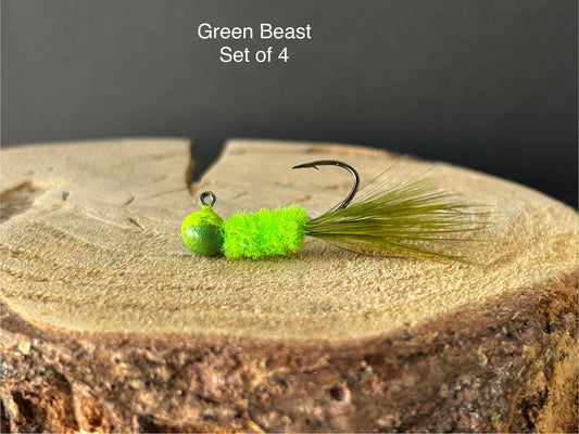 Hackle feather crappie jigs