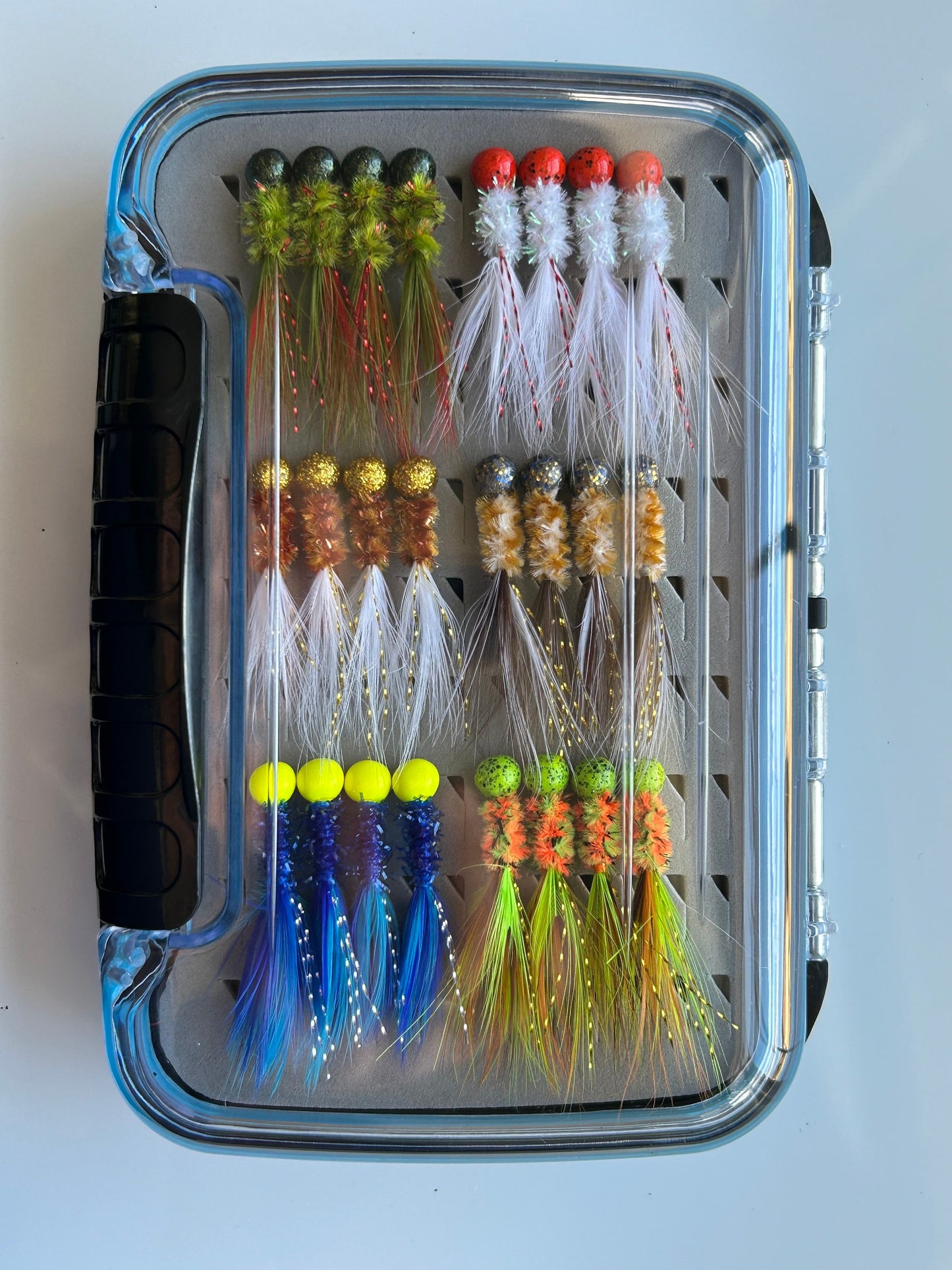 48 Hand tied hackle feather crappie jig box