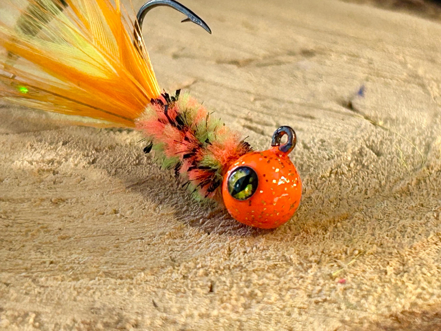 Hackle feather crappie jigs