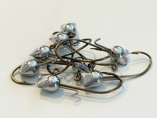 Unpainted hatchet with keeper jig heads MUSTAD sickle hook