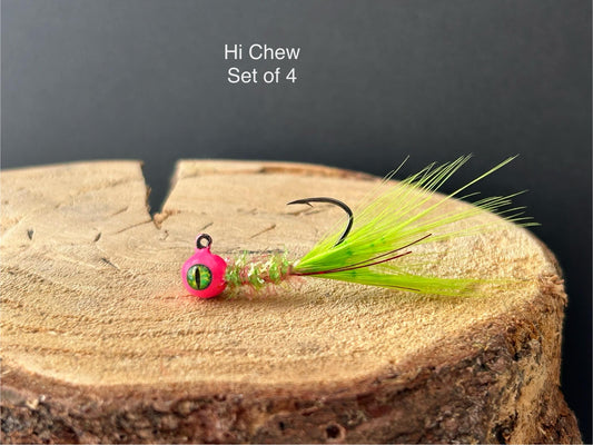 Hackle feather crappie jigs