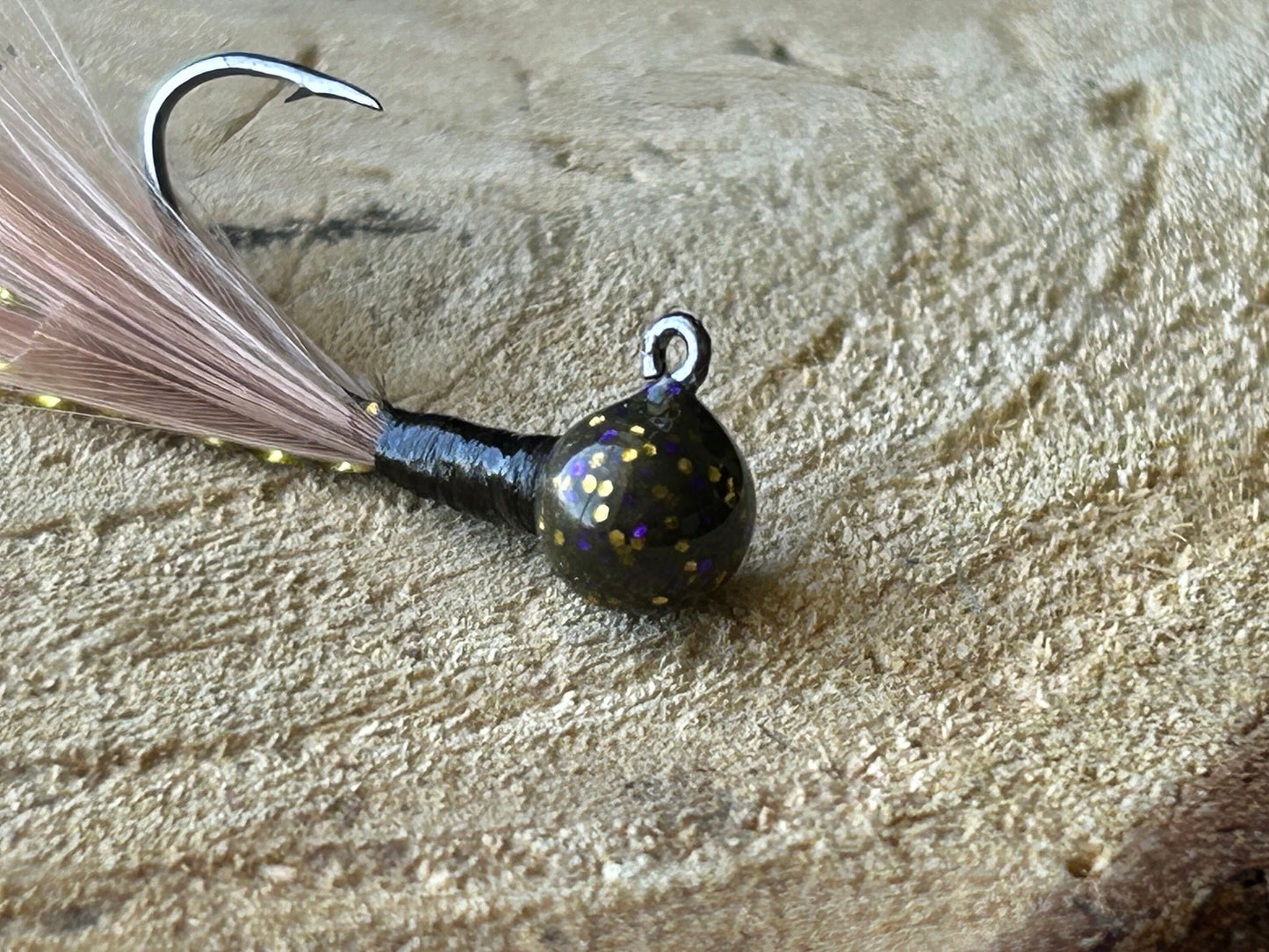 Hackle feather crappie jigs