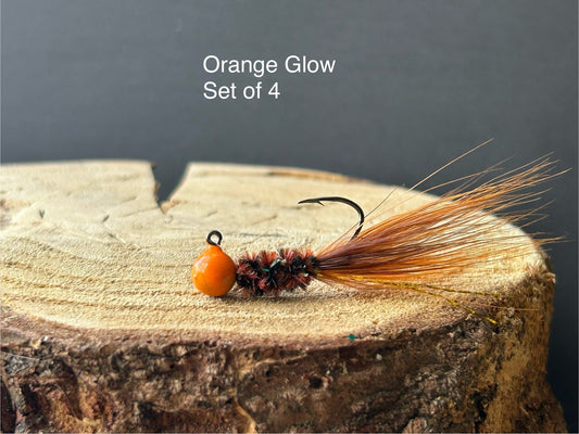 Hand tied GLOW in the DARK crappie jigs