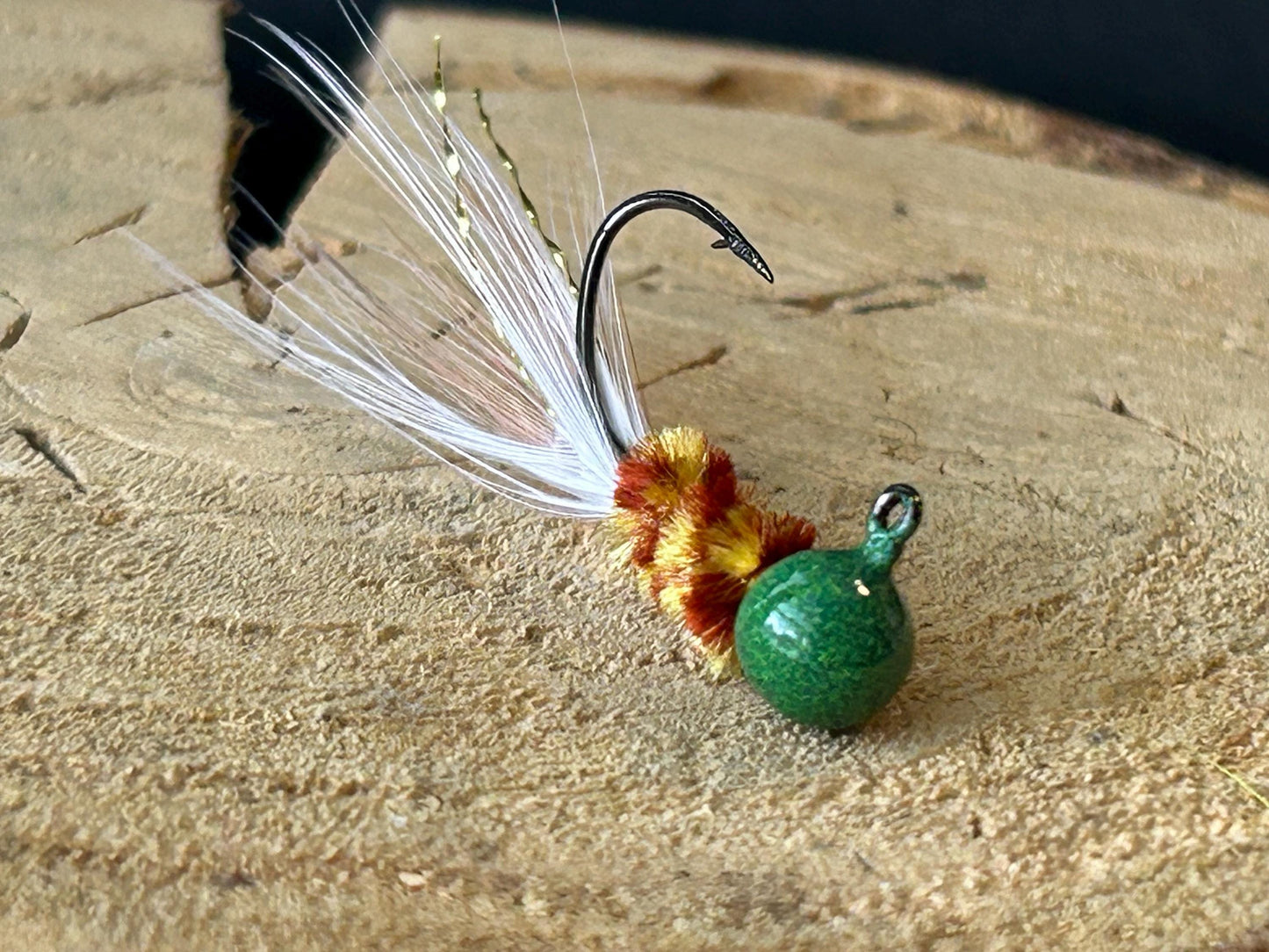 Hackle feather crappie jigs