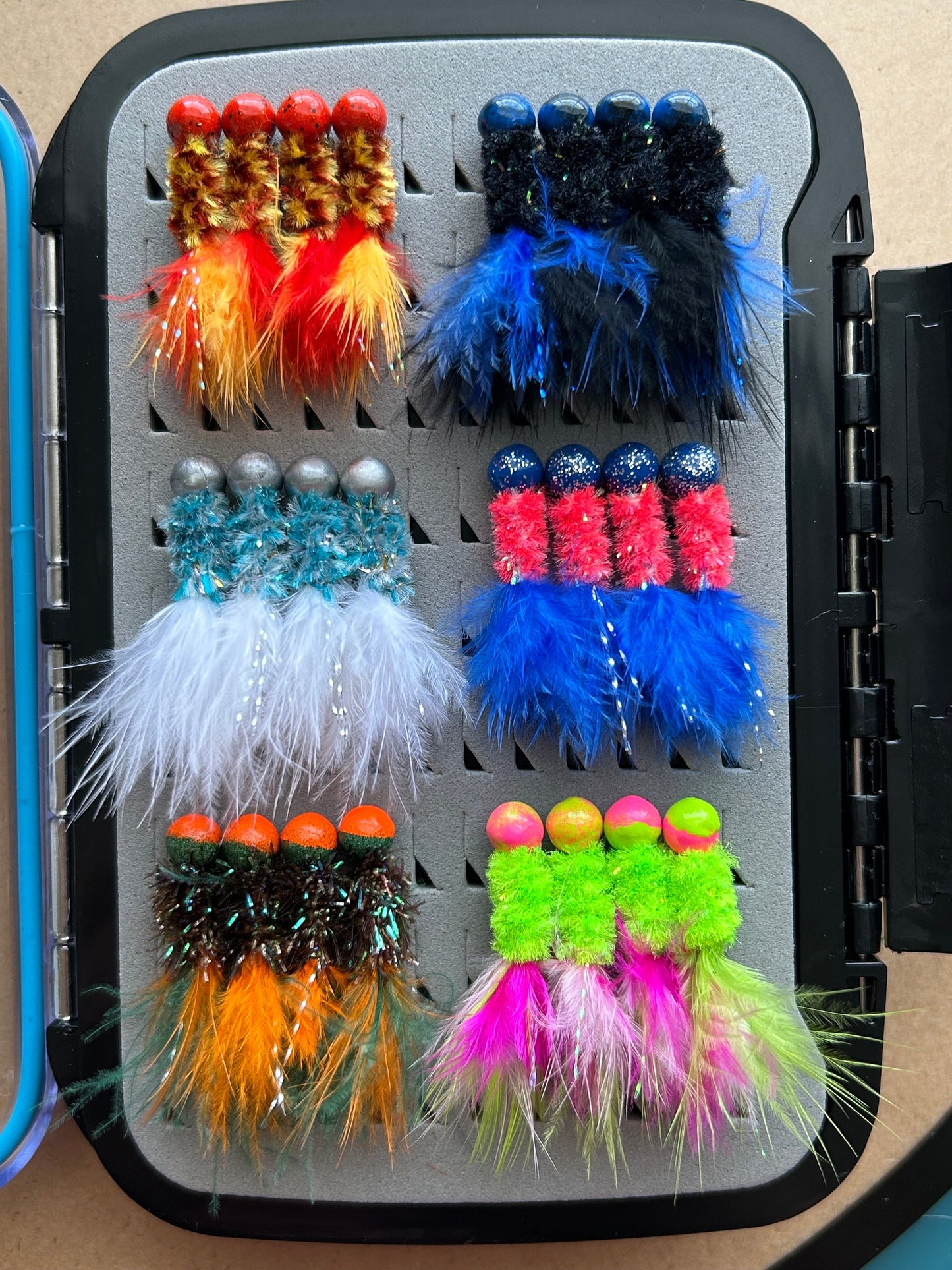 48 Hand tied marabou feather crappie jig box