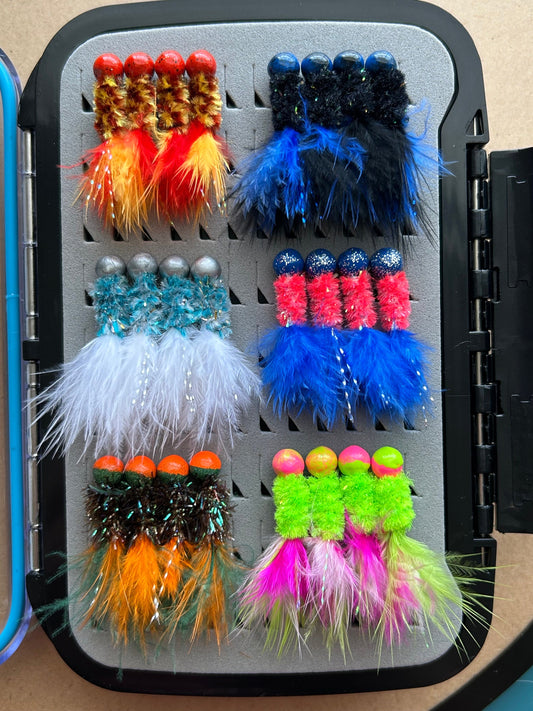 48 Hand tied marabou feather crappie jig box