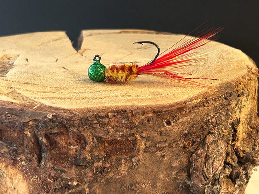 Hackle feather crappie jigs